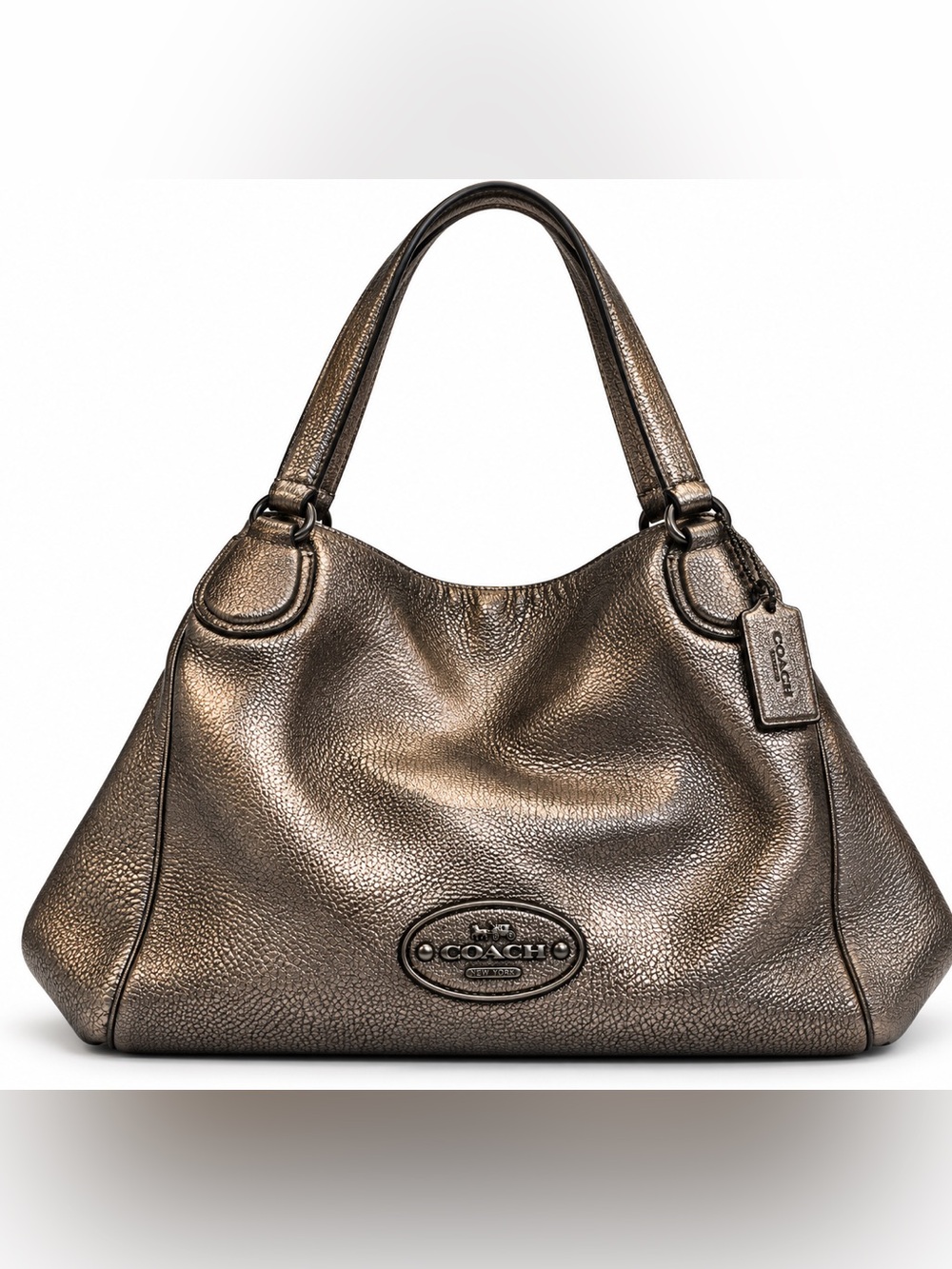 Coach Edie 31 Metallic Gunmetal Pebbled Leather Shoulder Bag 33520
